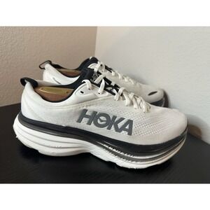 Hoka One One Bondi 8 1123202-WBLC Men's 9.5 D Running Shoes White Black Sneakers
